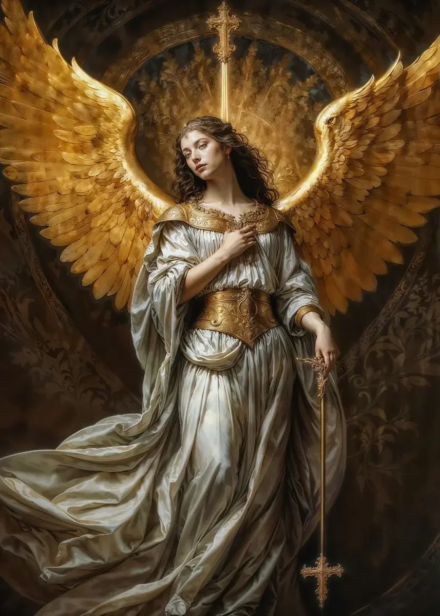 Nordic Religious Art Benevolent Portrait Of The Virgin Mary Archangel Canvas Painting, Wall Art for Living Room Home Decor Peaceful Pleasures Health and Wellness 15 40x60cm Unframed