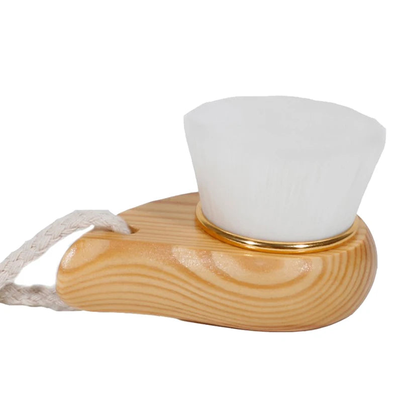 Wooden Handle Facial Cleansing Brush – Soft Microfiber Exfoliator