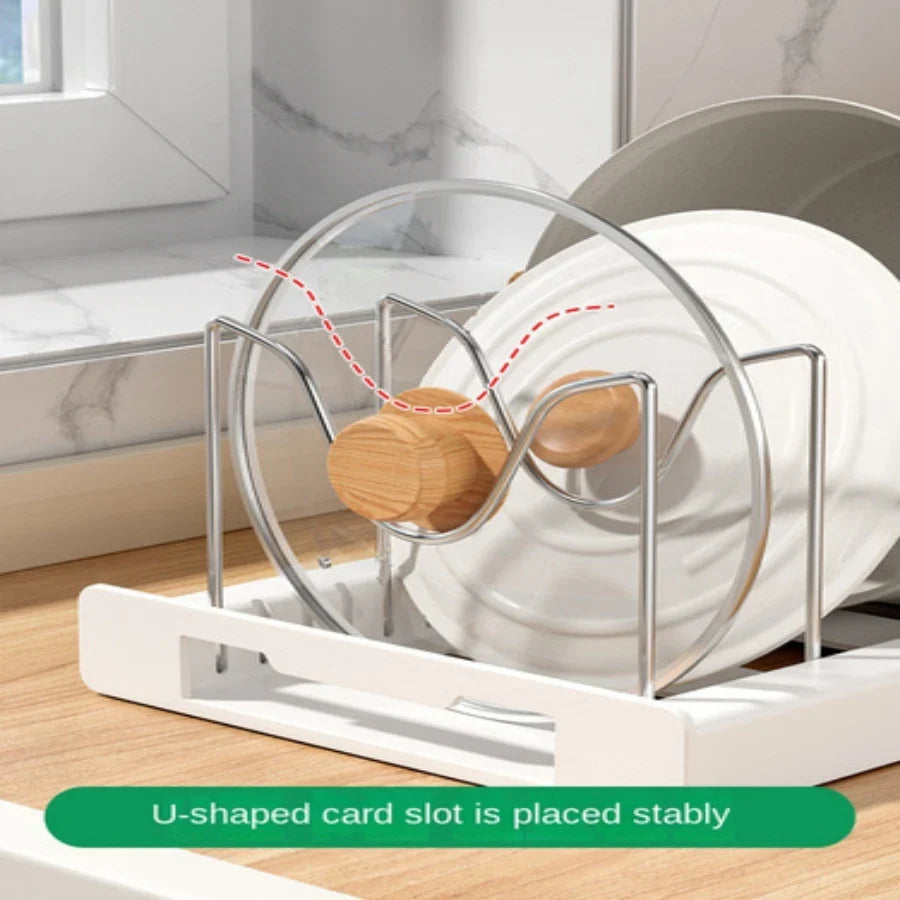 Expandable Pan Organizer Rack – 6 Adjustable Compartments