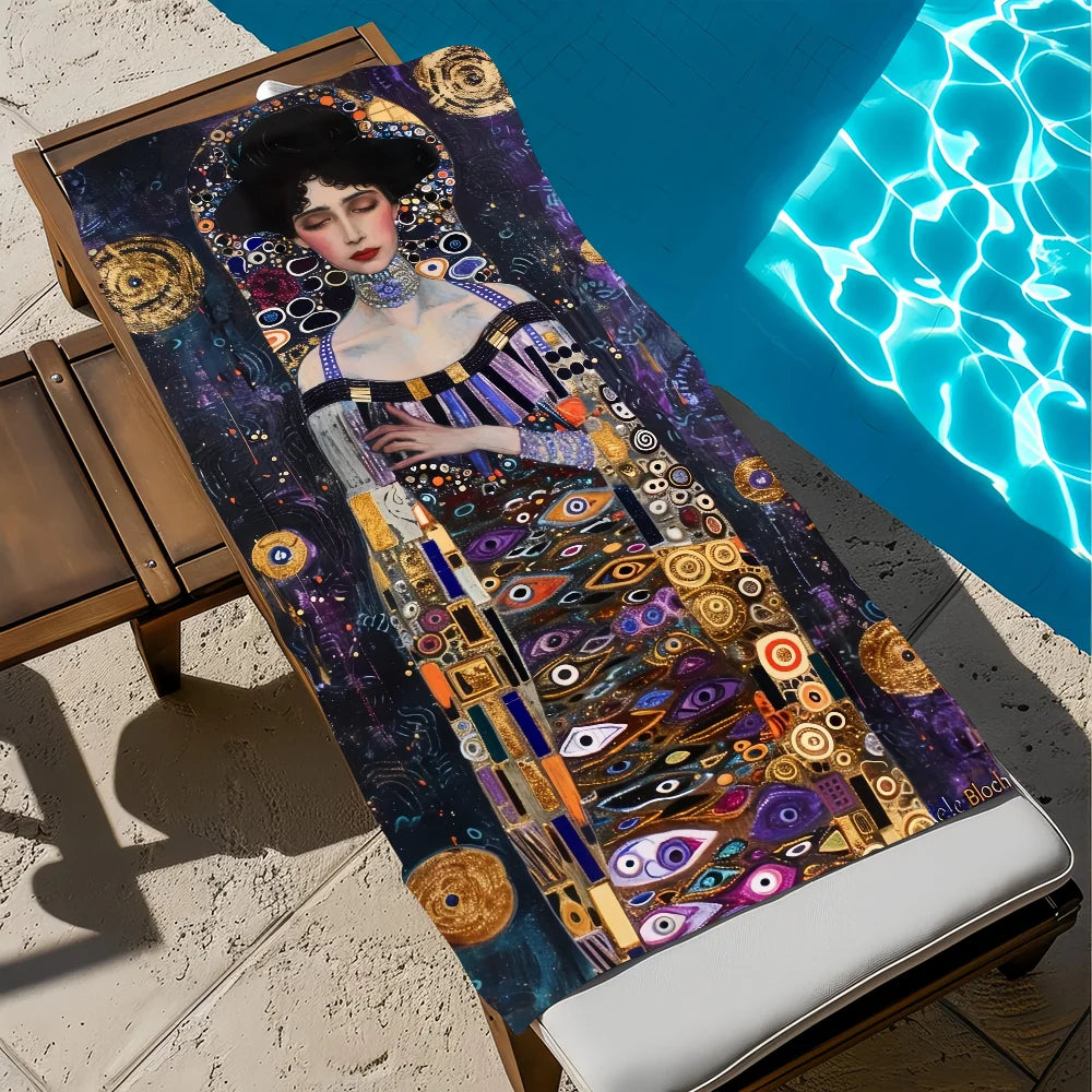 Gustav Klimt Art Quick-Dry Beach Towel | Pool Travel Gym Quick-Dry Beach Towel Peaceful Pleasures Health and Wellness z2 STJ40x70CM