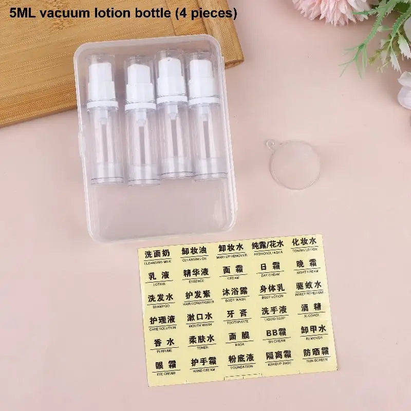 Airless Pump Bottle Set 5ml 10ml 15ml – Refillable Travel Containers