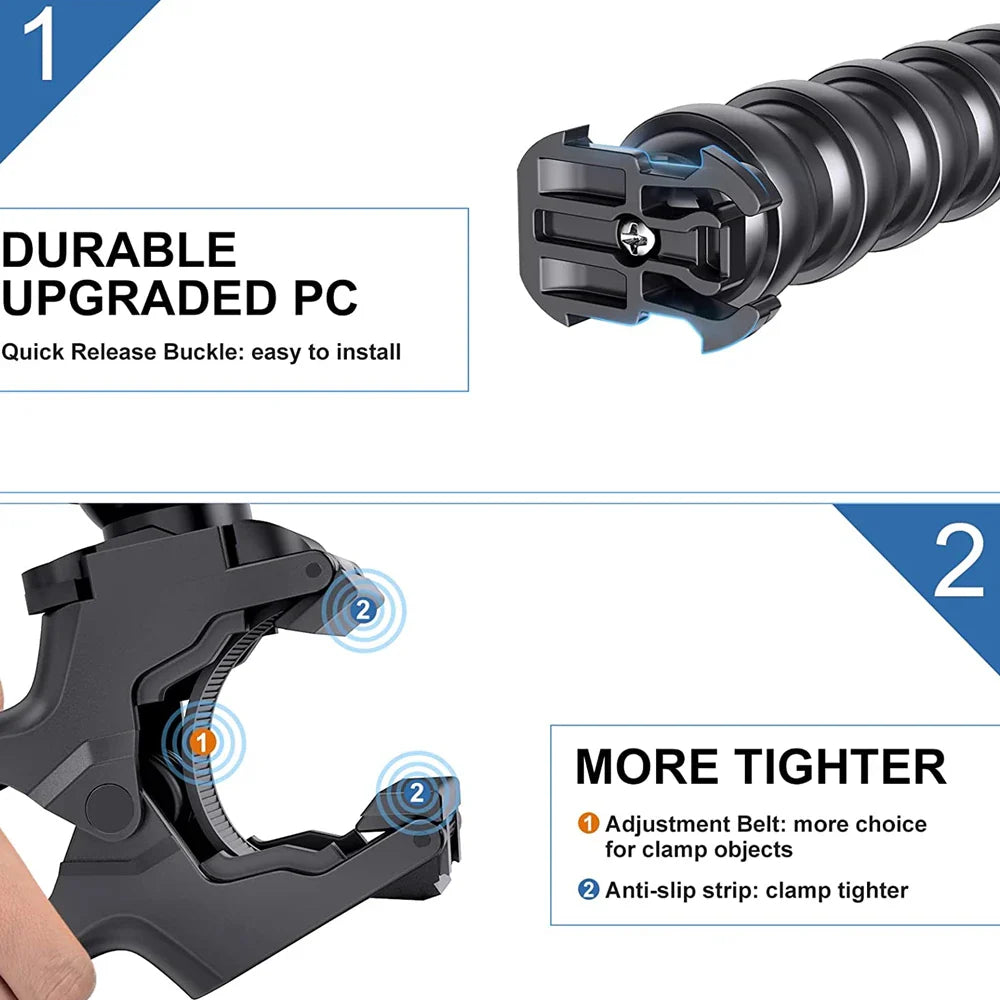 VeFly 8-Joint Flex Clamp Gooseneck Mount for GoPro & Action Cams