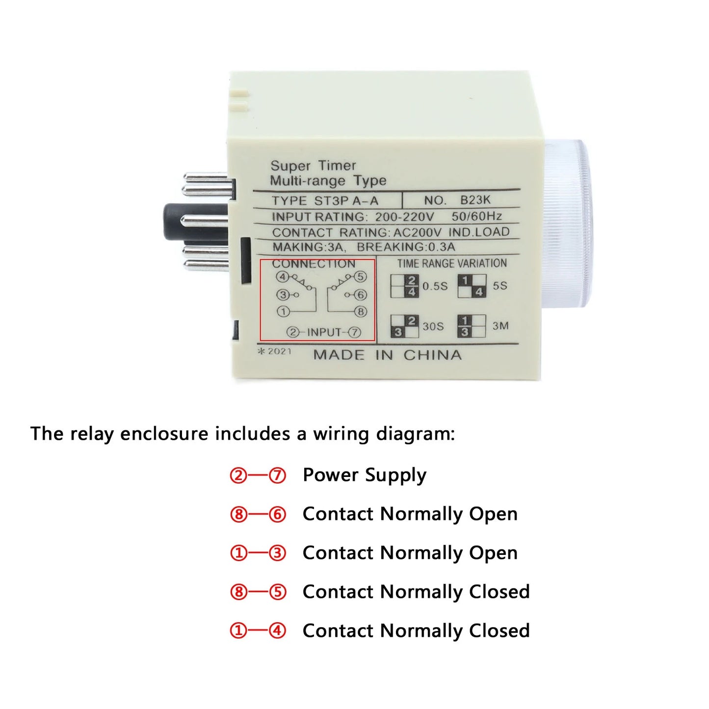 Time Relay Accessory BERM Time Relay Adjustable Power On Timer Delay Accessory Replacement Part ST3PAA Peaceful Pleasures Health and Wellness