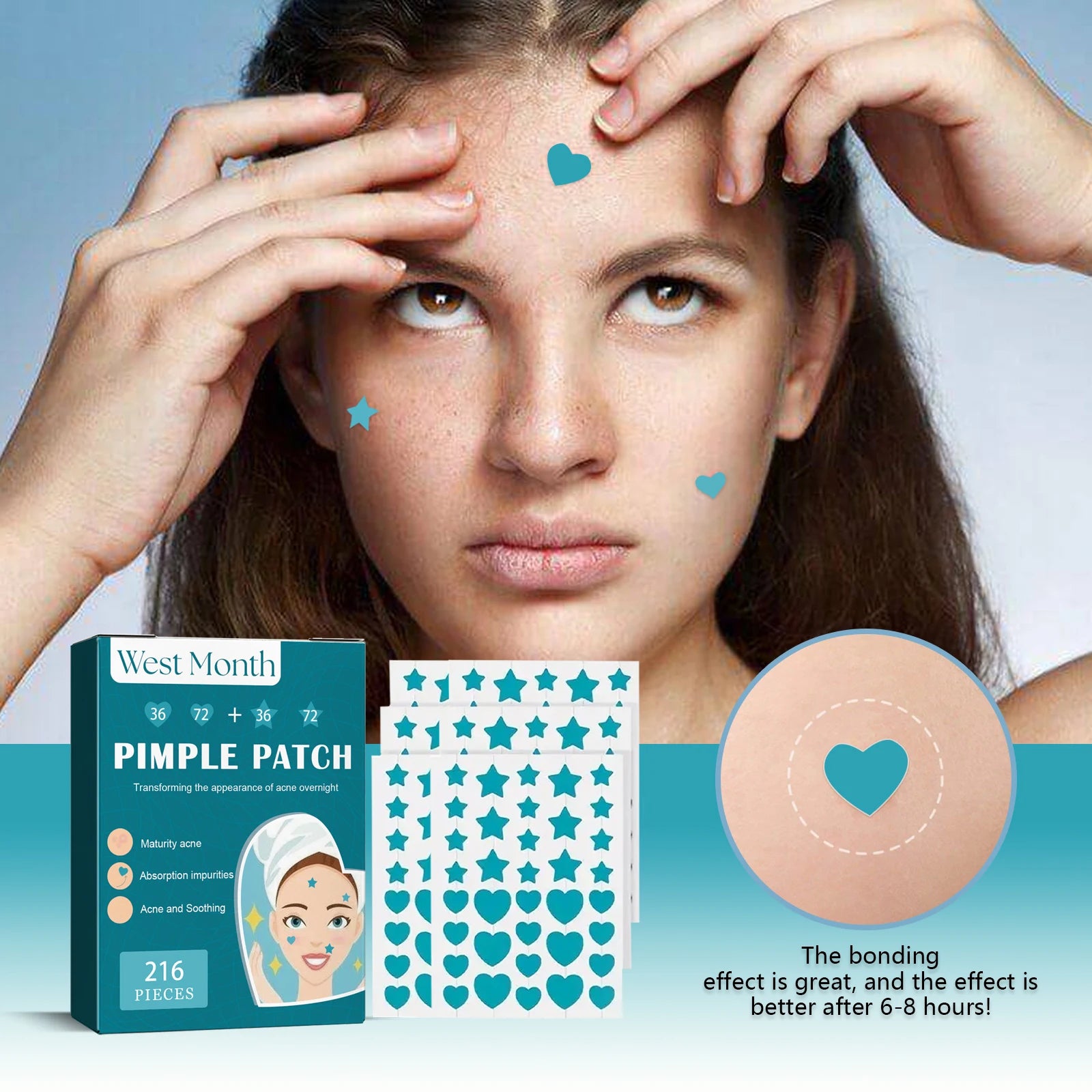 216pcs Hydrocolloid Acne Patch Repair Acne Cleansing Invisible Breathable Waterproof Acne Cleansing Concealer Fade Clean Peaceful Pleasures Health and Wellness