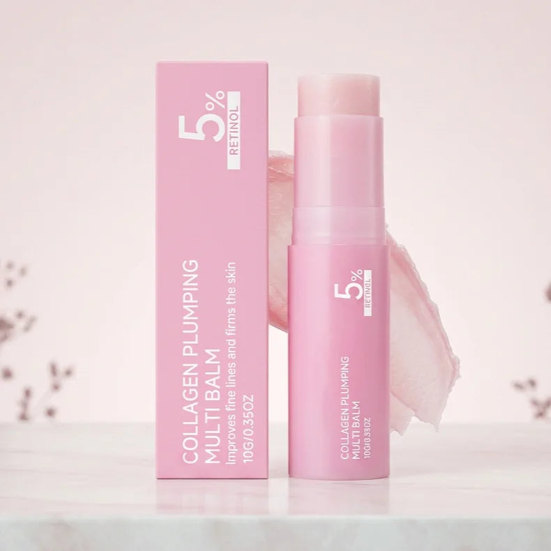 5% Retinol Collagen Plumping Multi Balm All-In-One Moisturizer Lasting Glowing Enhance Skin Elasticity Anti Wrinkle Balm Stick Peaceful Pleasures Health and Wellness 10g Boxed x 5PCS