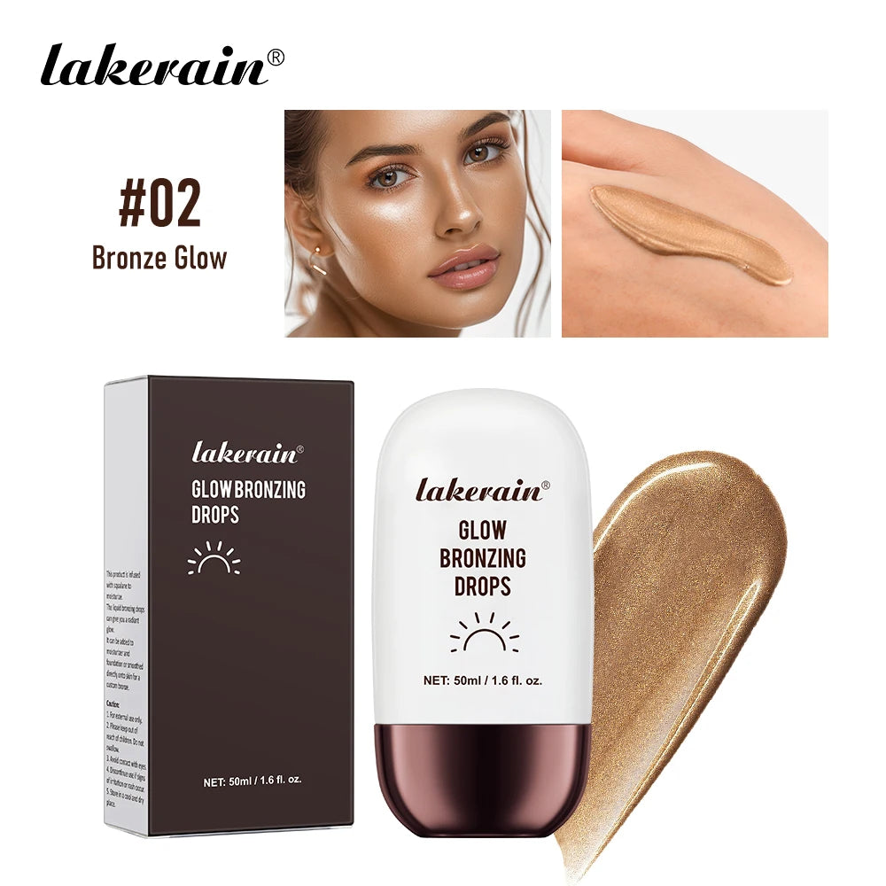 Bronzer Highlighter Drops Brightening Complexion And Contouring Facial Highlighter Mix Foundation Or Moisturizer Makeup Primer Peaceful Pleasures Health and Wellness 02 Bronze Glow