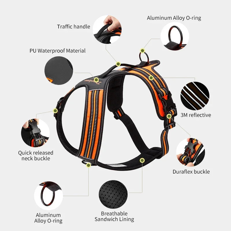 Truelove Non-reflective Walking PU Leather Dog Vest Escape Proof Adjustable Anti Pull Pet Harness Outdoor Clearance Sale TLH5551 Peaceful Pleasures Health and Wellness
