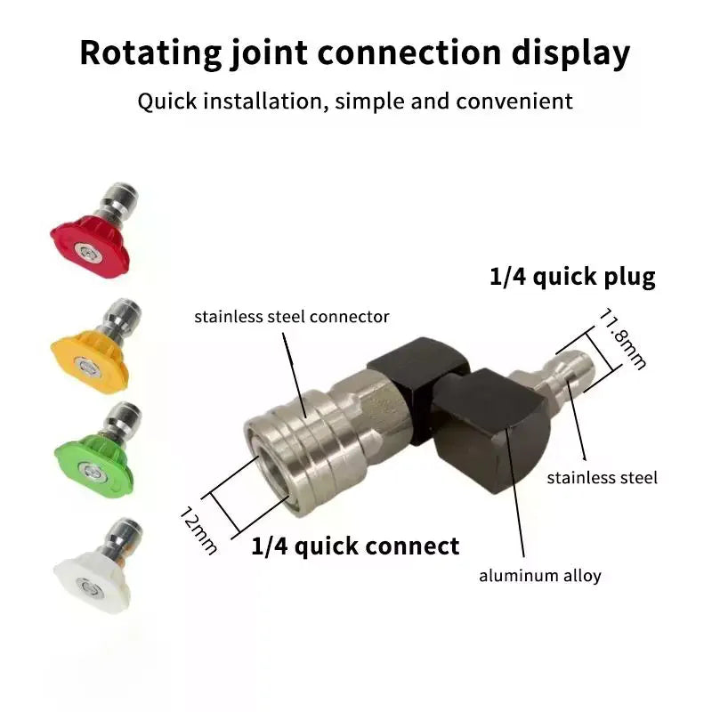 360° Rotatable Jet Nozzle | 1/4" Quick Connect Leak-Proof