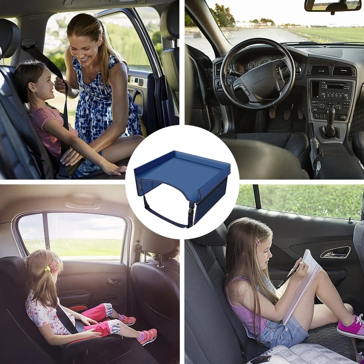 Kids Car Seat Travel Tray – Foldable Play Table & Organizer