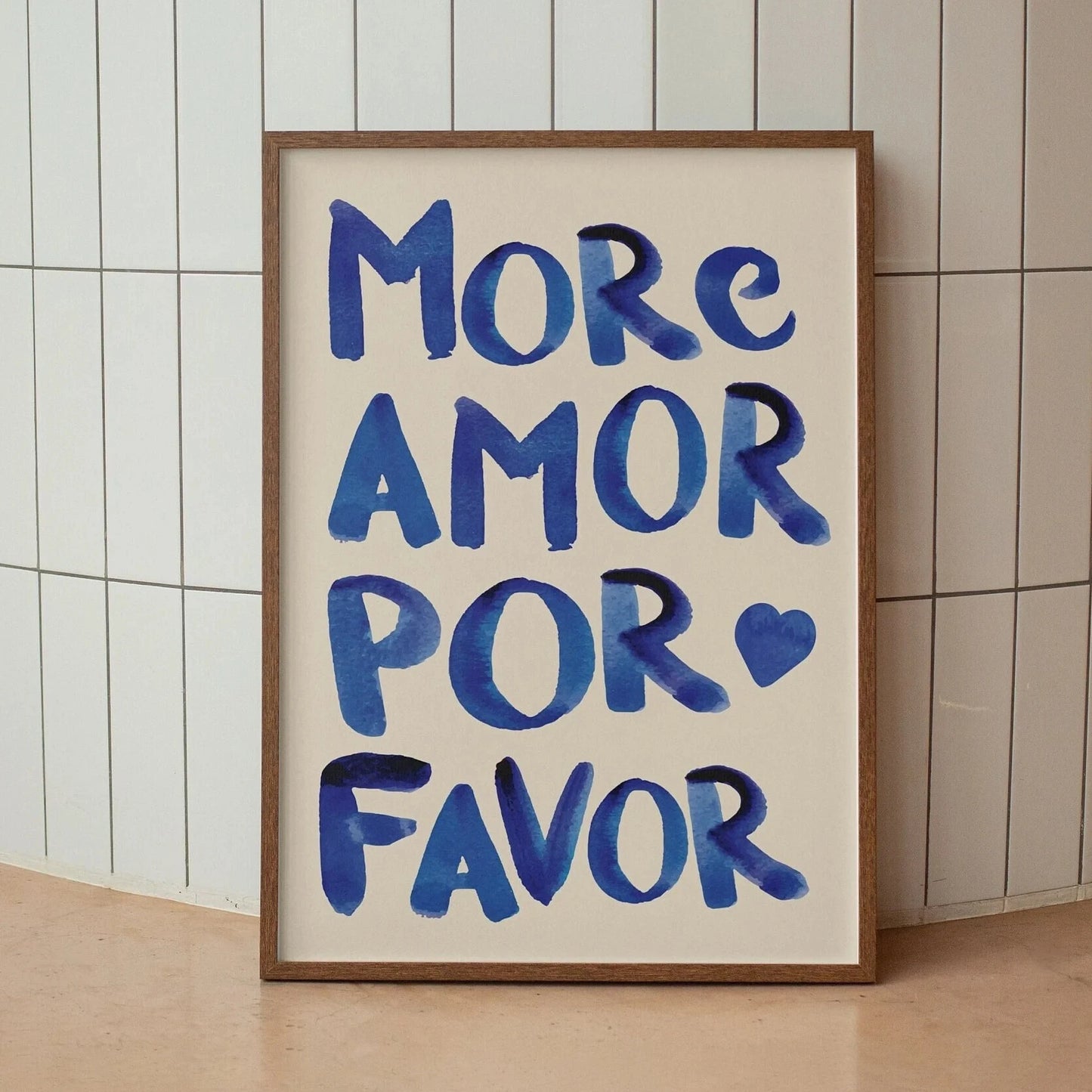 Más Amor Por Favor Love Quote Canvas Wall Art | Pink Blue