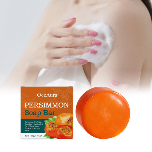 OceAura Persimmon Soap Bar – Brightening Moisturizing 100g Handmade Soap Bar Peaceful Pleasures Health and Wellness