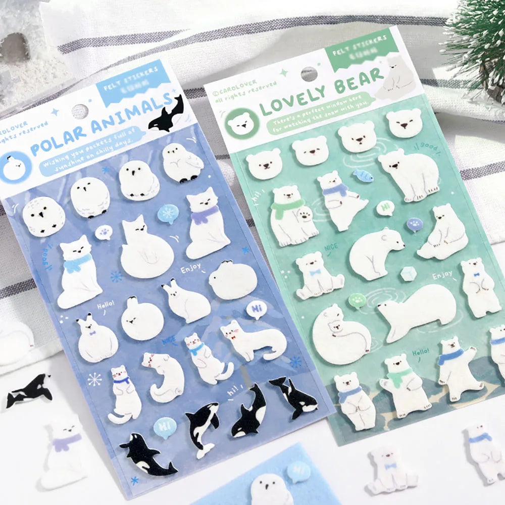 Felt Stickers Polar Letters Soft Cute Arctic Animal Patterns DIY