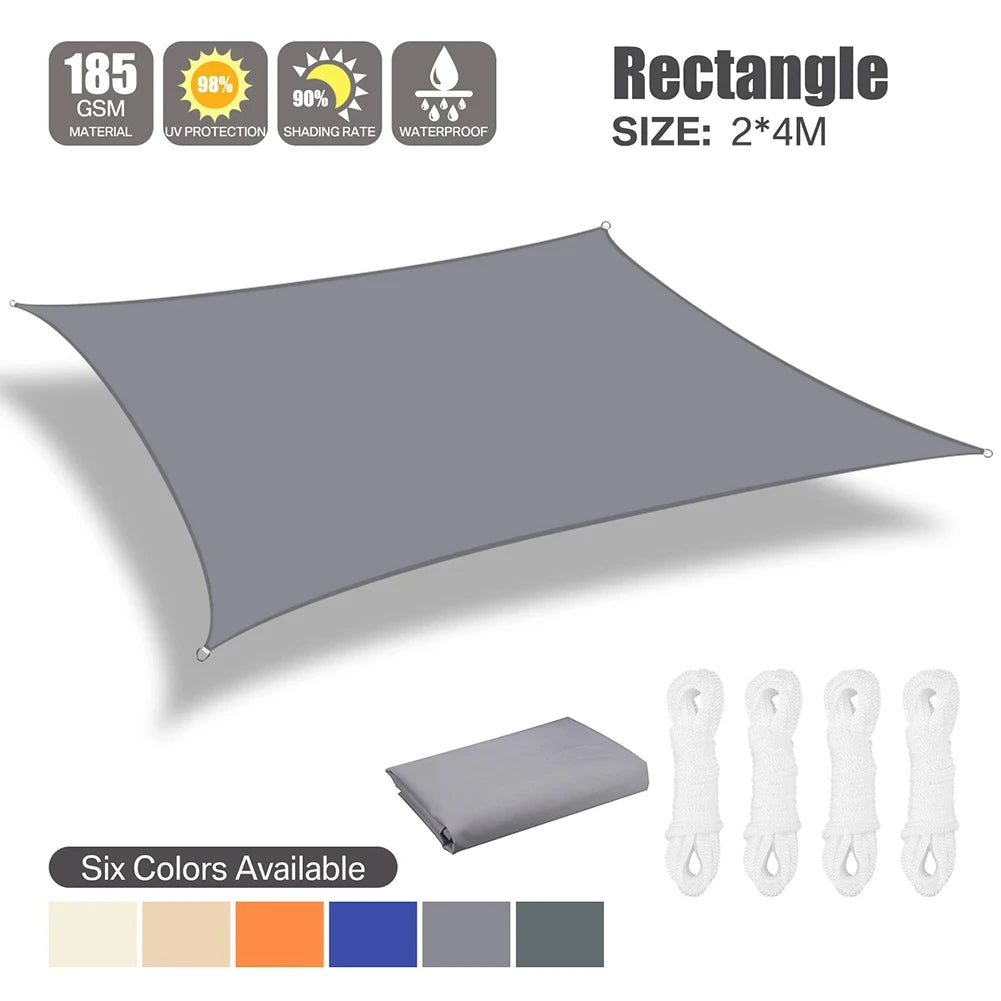 Grey Sun Shade Sail Rectangle Square Triangle UV Block Sunshade for Yard Deck Canopy Awning Outdoor Garden Waterproof Cloth Peaceful Pleasures Health and Wellness 2x4m