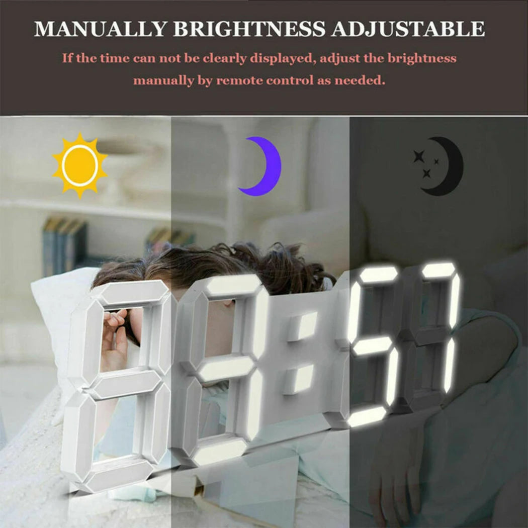 Home Wall Clocks 3D Modern Digital LED Wall Clock 24/12 Hour Display Timer Alarm Home USB Alarm Clocks Decoration For Bedroom Peaceful Pleasures Health and Wellness