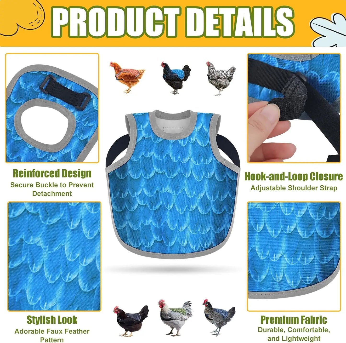 Chicken Saddles for hens, Chicken Apron Back Protector for Hens With Adjustable Strap, Chicken Hen Mating Saddle Peaceful Pleasures Health and Wellness