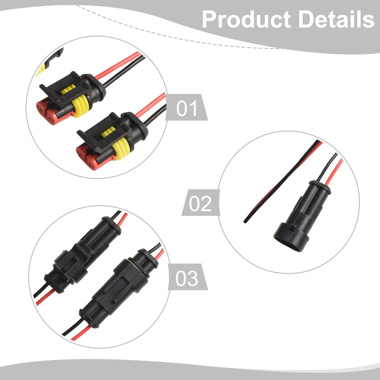 2-Pin Automotive Wire Connectors Male Female Quick Disconnect 5 Sets