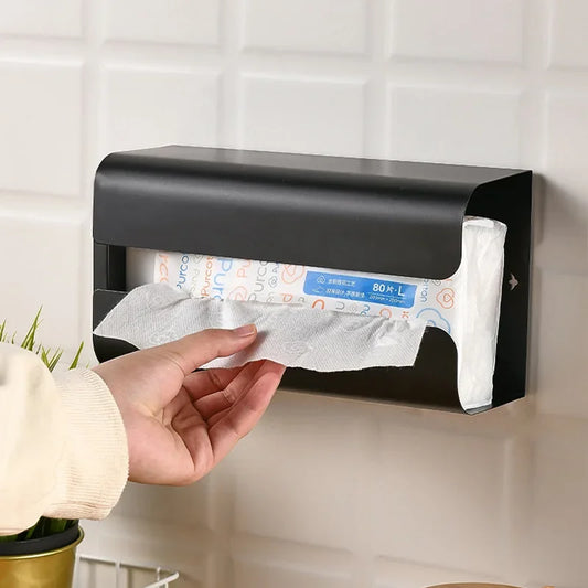 Wall Mounted No punching magnet storage container Garbage Bag Dispenser Self Adhesive Kitchen Bathroom Paper Tissue Holder Peaceful Pleasures Health and Wellness