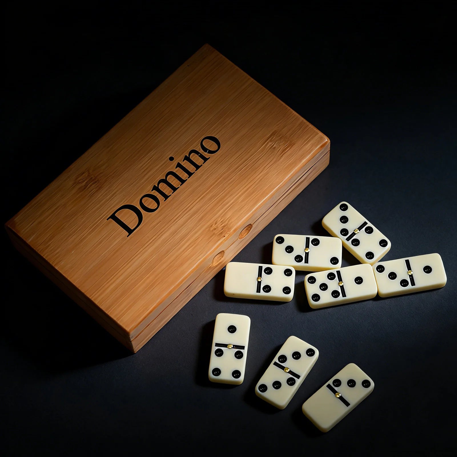 Premium Wooden Domino Game Set, 28PCS Classic Double Six Dominoes for Family Block & Draw Travel & Portable Table Game Peaceful Pleasures Health and Wellness 1 Set