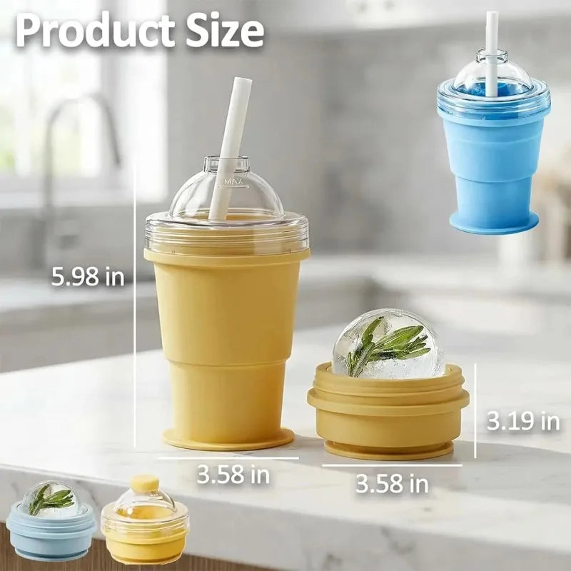 2-in-1 Silicone Ice Ball Maker & Collapsible Cup | Summer Must-Have