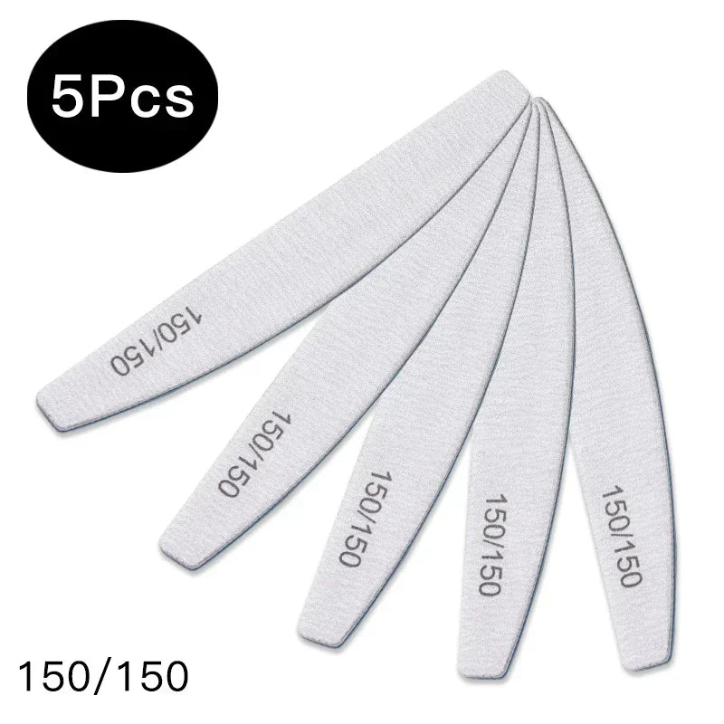 3/5/10Pcs Professional Nail File Sandpaper Strong Thick Nail Files Buffer For Manicure Sanding Half Moon Lime Nail Tools 100/180 Peaceful Pleasures Health and Wellness Q39127 5PCS