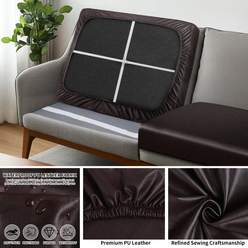 PU Leather Waterproof Sofa Seat Cushion Cover Elastic Chair Settee Seats Furniture Protector For Home Living Room Pets Kids Peaceful Pleasures Health and Wellness
