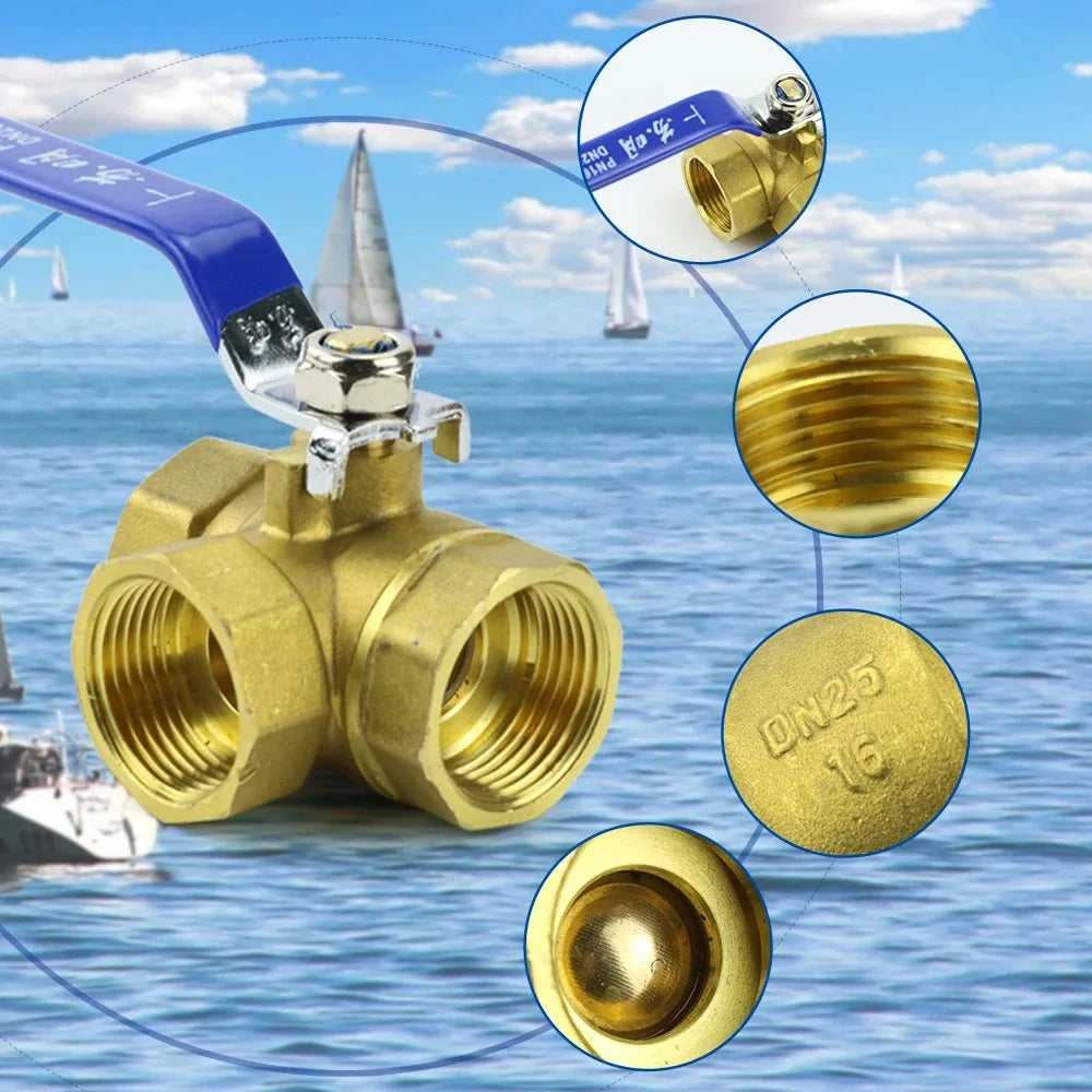 BSP Brass 3-Way Ball Valve T-Port L-Port | 1/4" to 1" Sizes