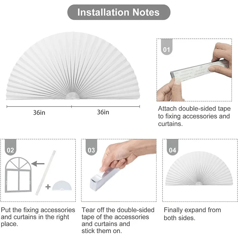 Self-Adhesive Arch Pleated Blind | Light Filtering Window Shade