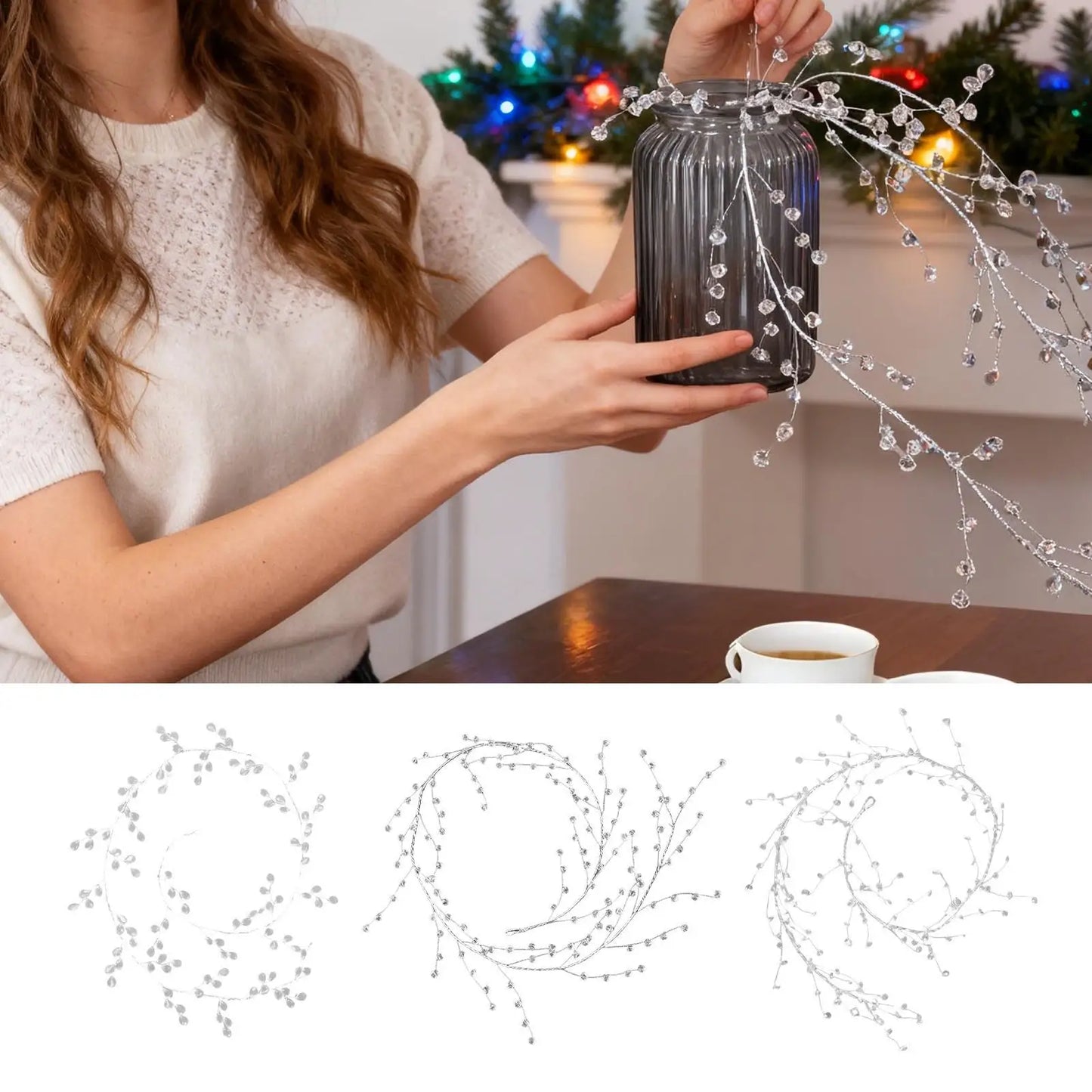 Crystal Bead Garland – Sparkling Pendant for Mantel & Porch