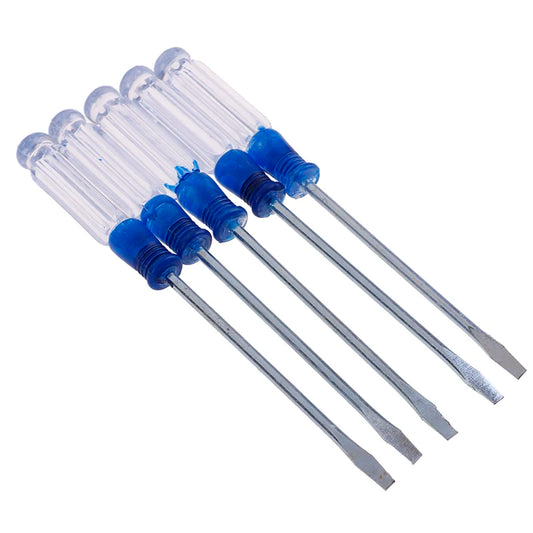 5Pcs 3 Inch Small Precision Flat-blade/Cross Screwdriver Red Blue Plastic Handle Screwdriver Home Repair Tools Set Peaceful Pleasures Health and Wellness Blue