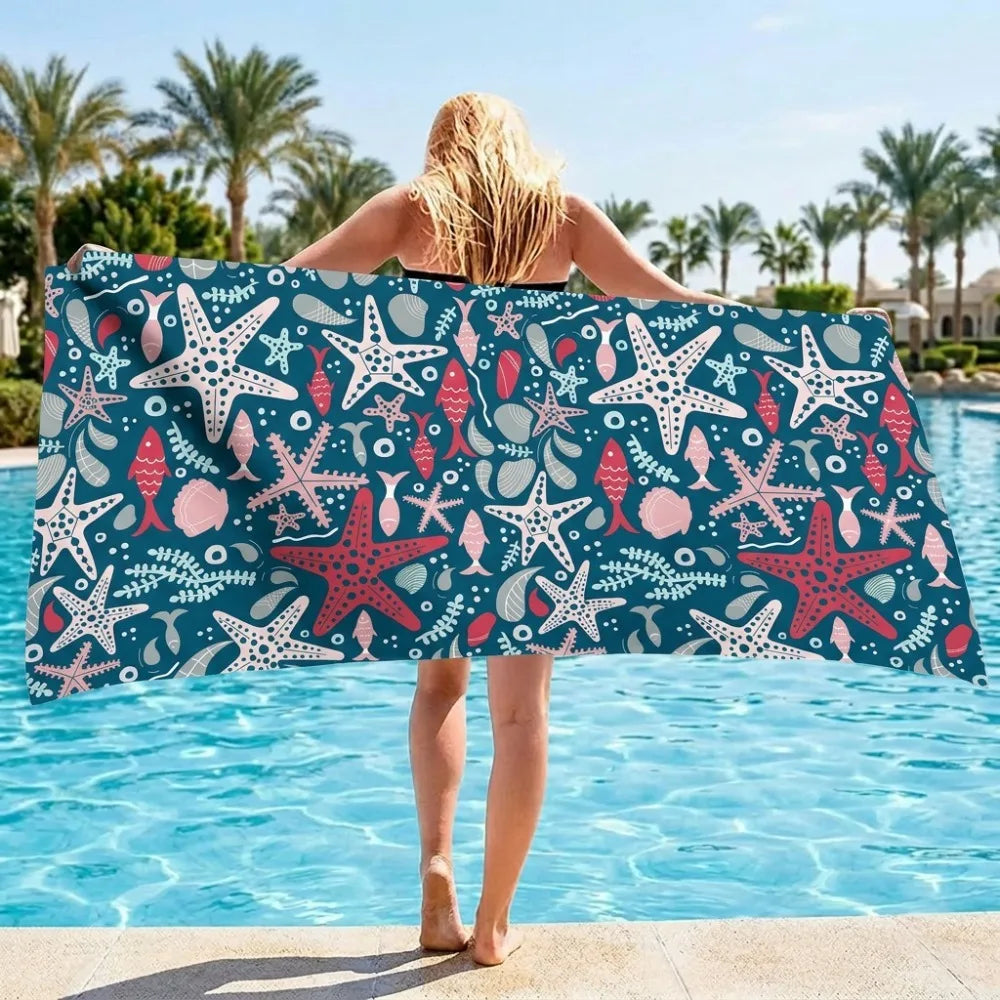 Sea Theme Microfiber Beach Towel – Quick-Dry & Absorbent