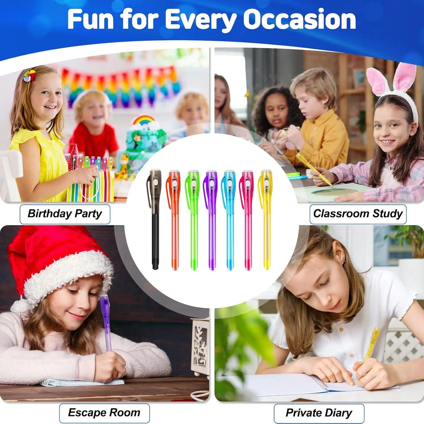 14PCS Invisible Ink Pens with UV Light Spy Pens for Secret Messages,Fun Party Favors, Christmas, Classroom & Birthday Gifts Peaceful Pleasures Health and Wellness