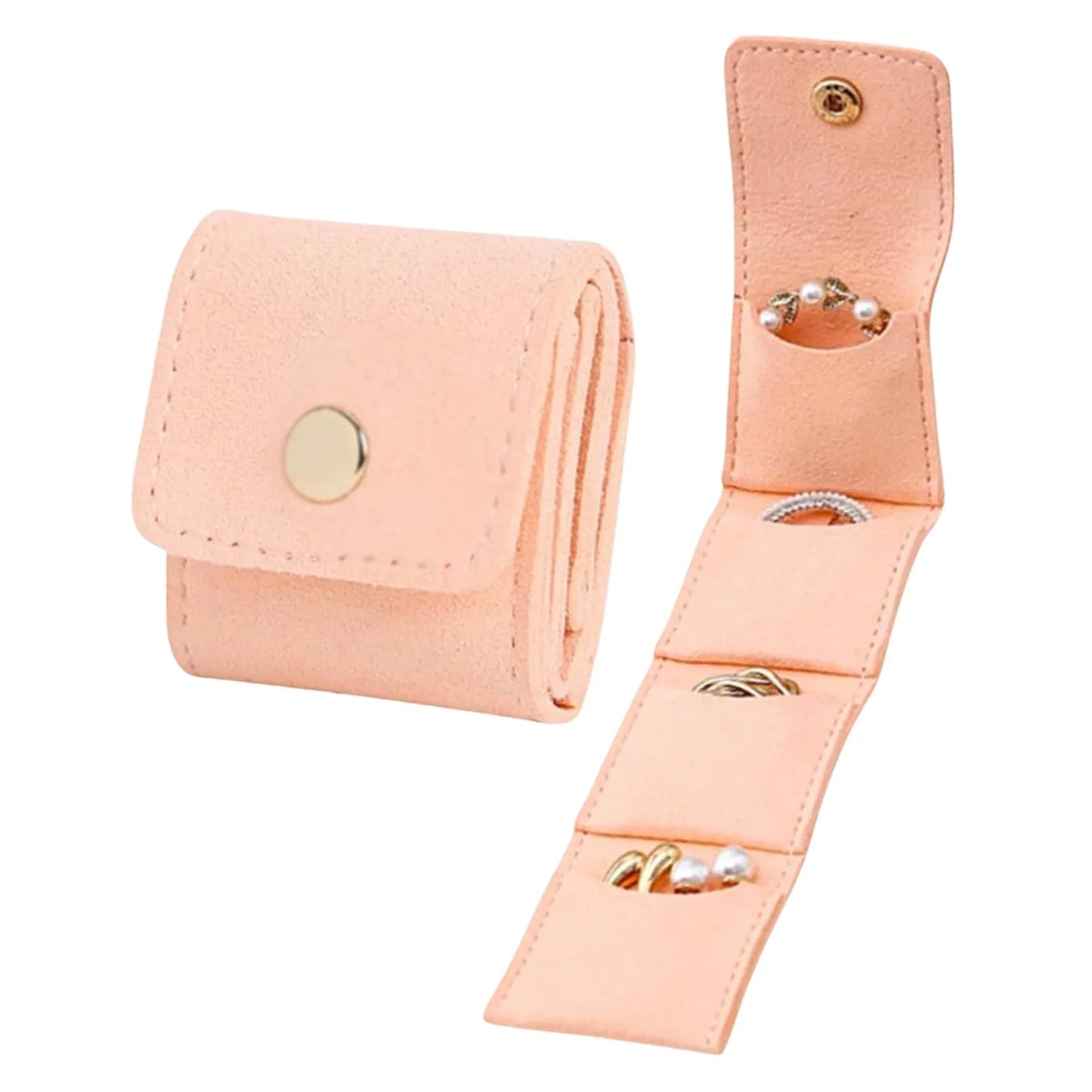 Compartmented Jewelry Bag Ring Necklaces Earrings Organizer Bag Small Accessories Simple and Portable Travel Jewelry Storage Bag Peaceful Pleasures Health and Wellness Pink-1pcs