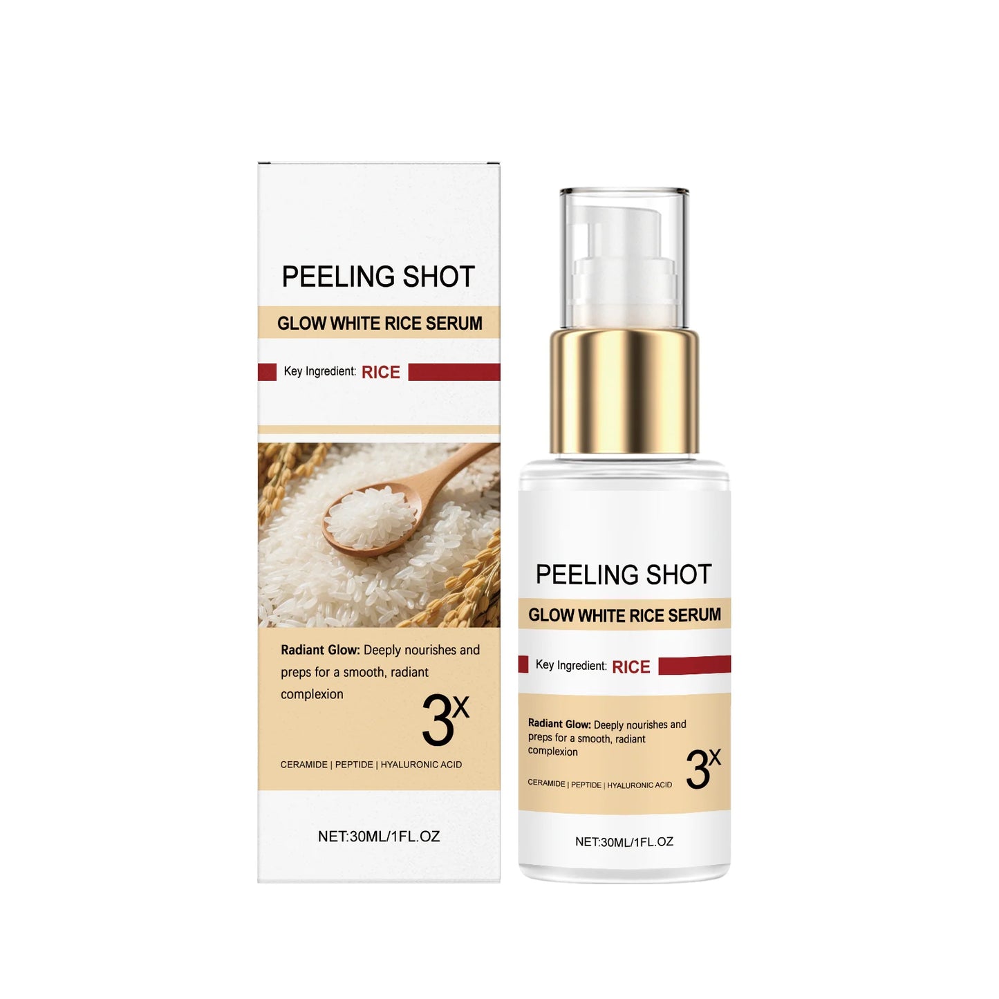 Peel Shot Glow Rice Serum for Brightening Skin Care Peaceful Pleasures Health and Wellness 30ml Boxed