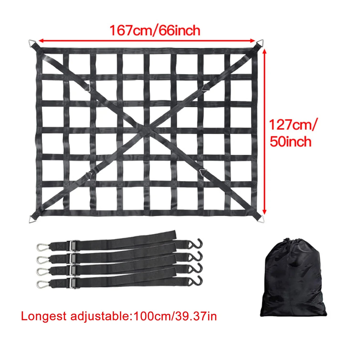 Multifunctional car trunk universal luggage storage net cargo sorting net elastic storage durable load-bearing net for roof rack Peaceful Pleasures Health and Wellness MX