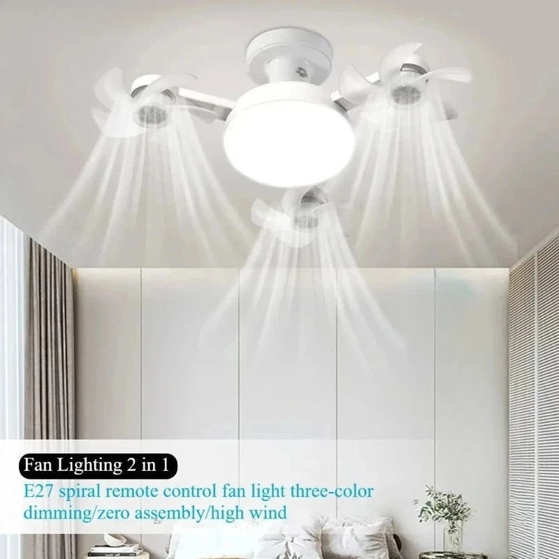 Remote Control LED Ceiling Fan Light – Dimmable Multi-Color