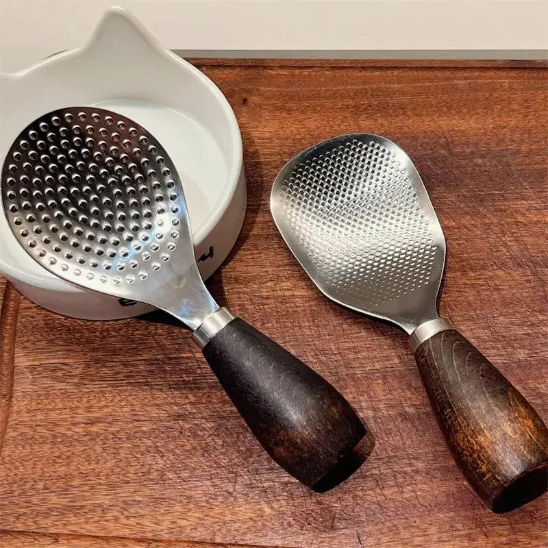 304 Stainless Steel Rice Spoon Vertical Wooden Handle Rice Shovel Household Kitchen Spoon Rice Spoon Practical Kitchen Tools New Peaceful Pleasures Health and Wellness