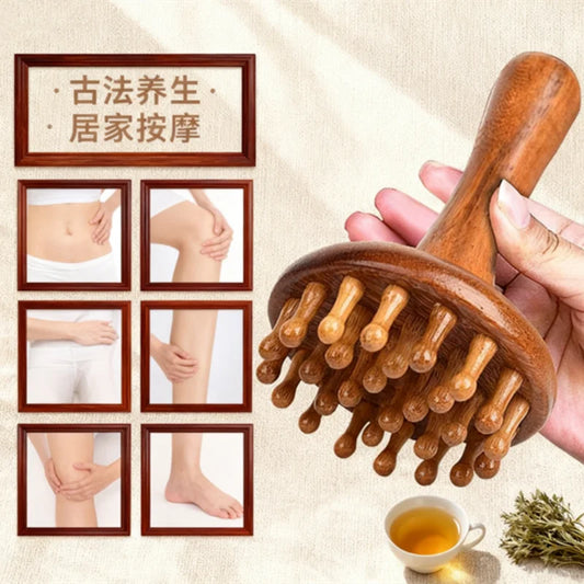 Sandalwood Gua Sha Meridian Massage Brush – Full Body Relief Massage Brush Peaceful Pleasures Health and Wellness