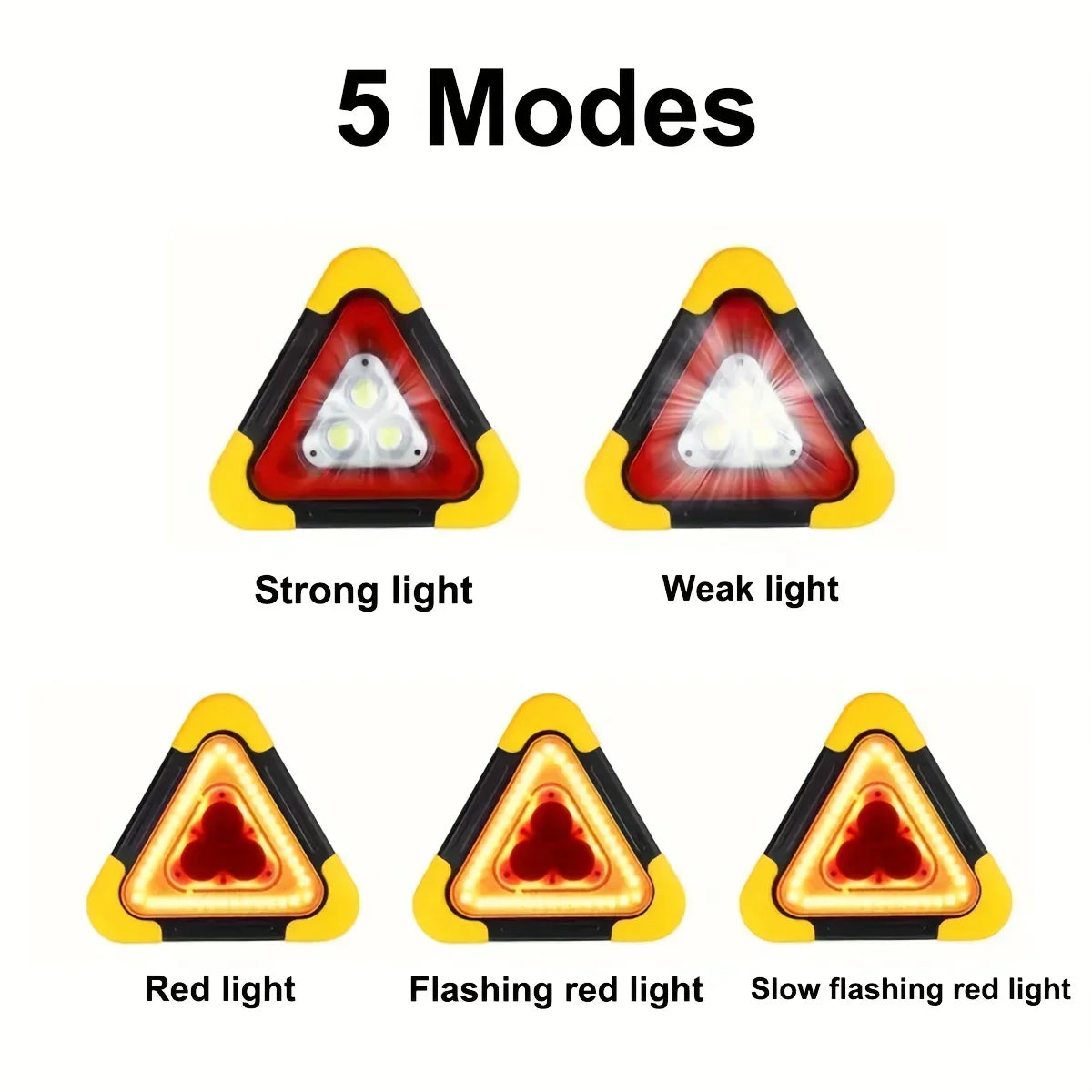 Solar LED Emergency Triangle Warning Light | 5 Modes + Power Bank