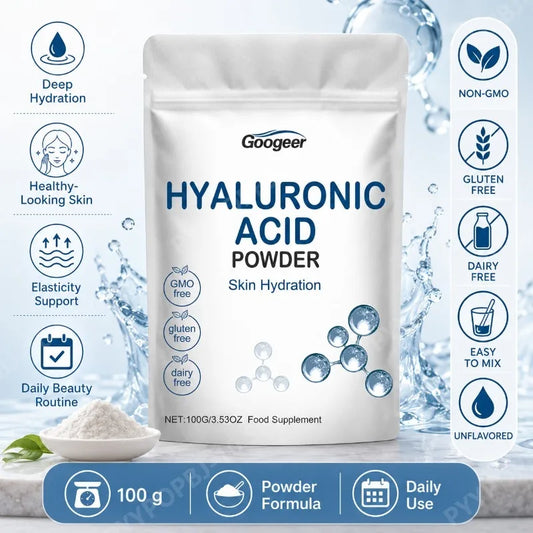 Googeer Hyaluronic Acid Powder Soy Protein Calcium 100g Wellness Supplement Powder Peaceful Pleasures Health and Wellness