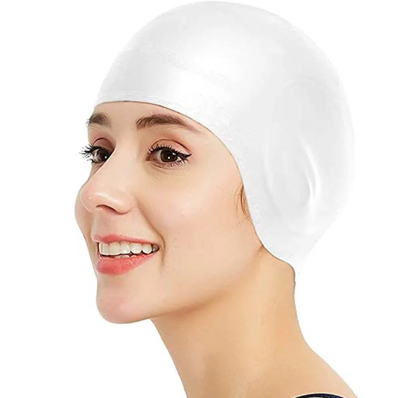 Waterproof Silicone Swim Cap – Large, High Elasticity, Ear Cover