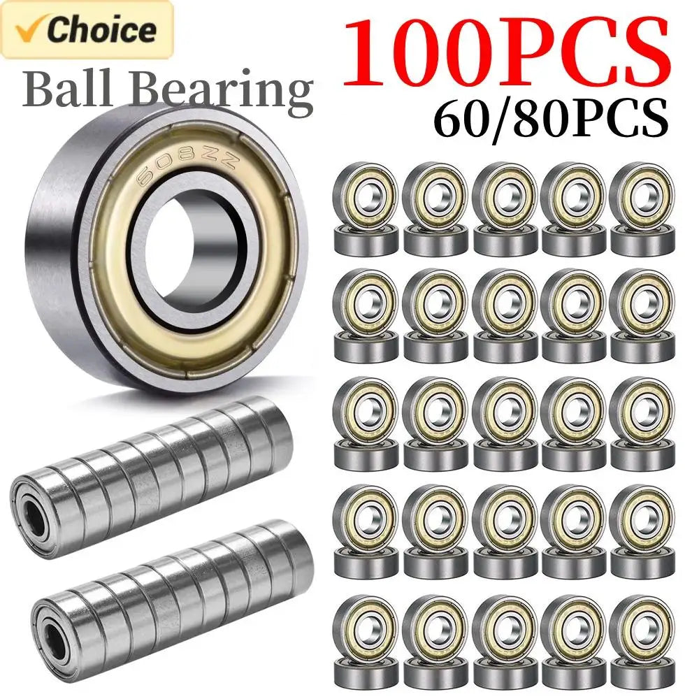 60-100PCS 608ZZ Ball Bearings Carbon Steel Single Row ABEC-7 Deep Groove Miniature Bearings Replacement Skateboard Scooter Parts Peaceful Pleasures Health and Wellness