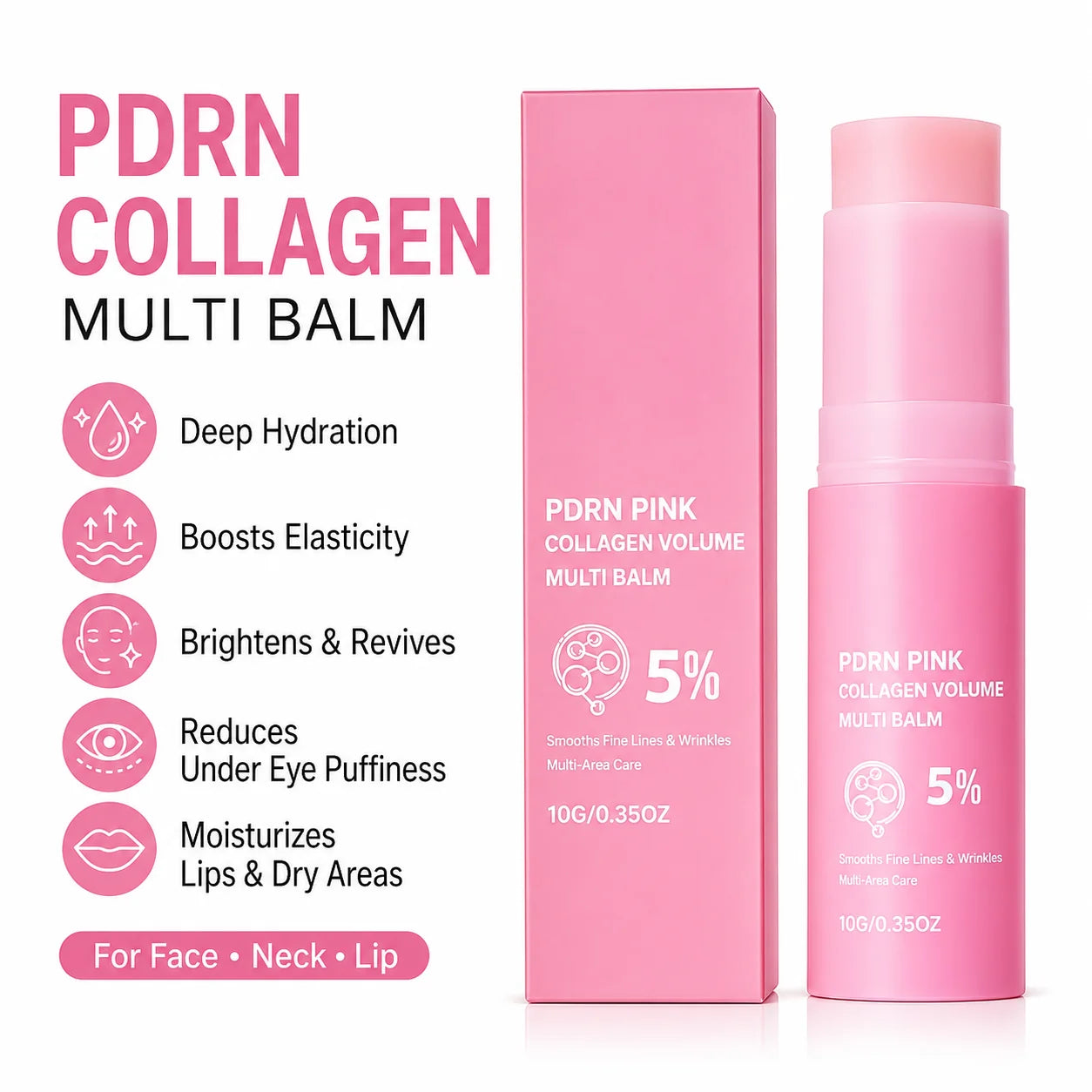 PDRN Collagen Multi Balm Stick – Face, Neck & Lip Moisturizer