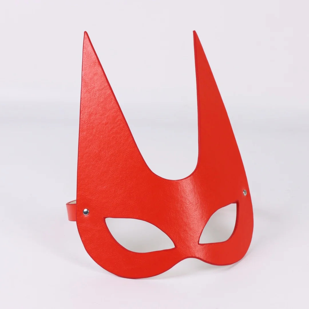 Red PU Leather Mask Half Eyes Fox Cosplay Face Cat Halloween Women