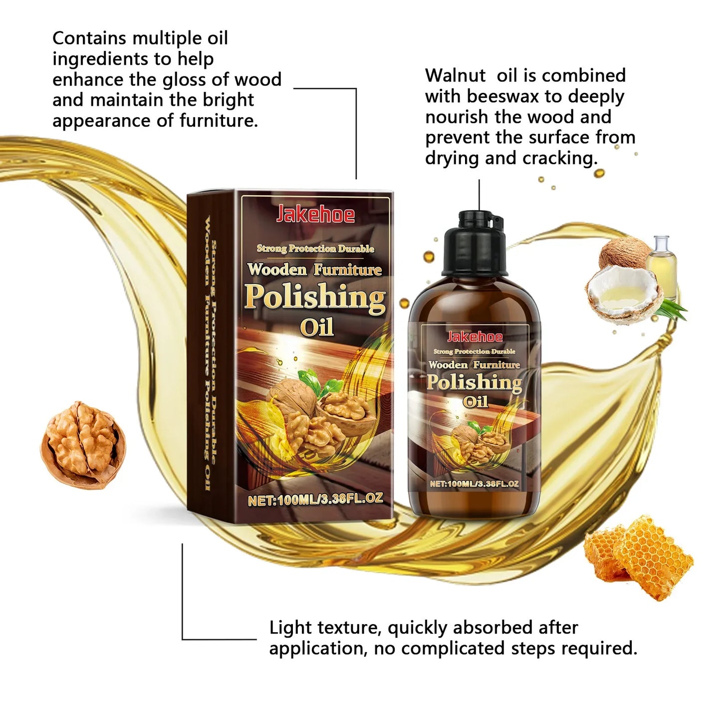 JAKEHOE Wood Furniture Polish Oil – Restore, Shine & Protect Wood Furniture Polish Oasis Select