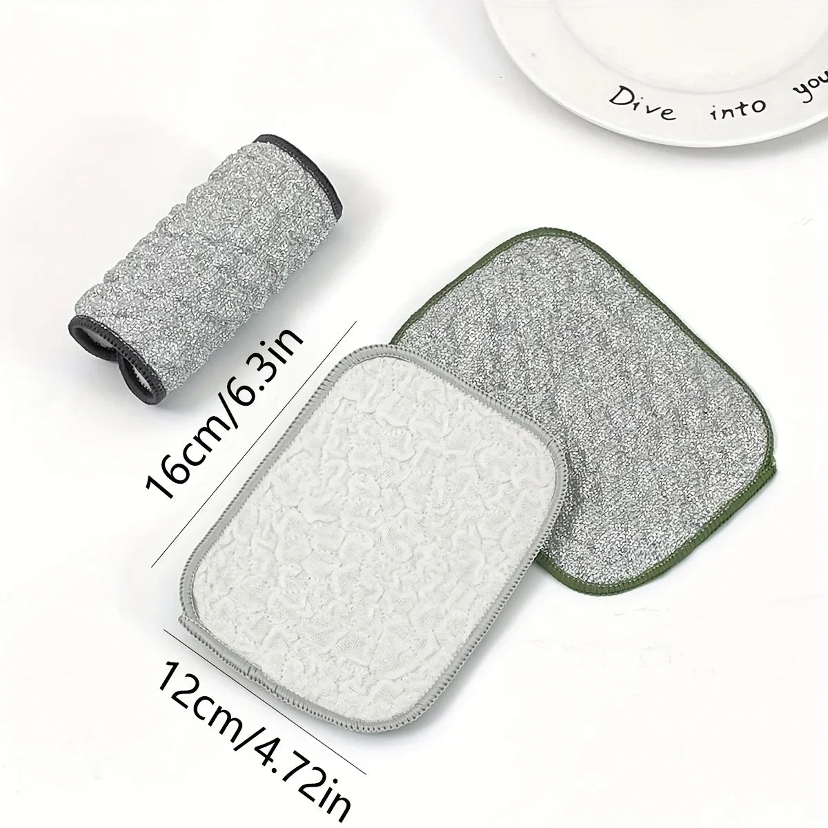 Microfiber Double-Side Dishcloth – Reusable Non-Stick Washcloth