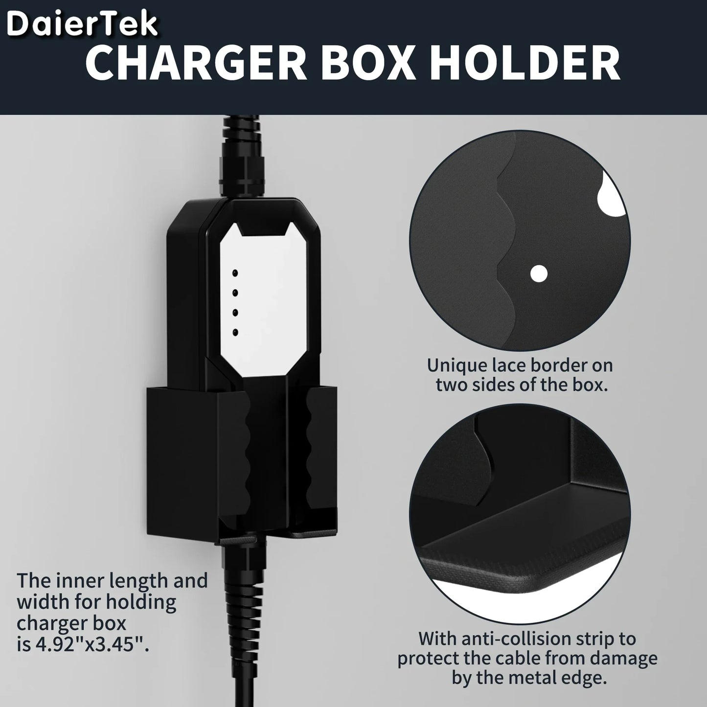 EV Charger Holder Wall Mount Kit EV Charger Holster Dock for SAE J1772 Connector J-Hook EV Charger Cable Holder EV Charging Box Peaceful Pleasures Health and Wellness