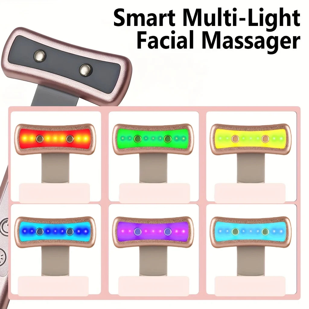 6-in-1 Led Multifunctional Eye and Facial Massager with Vibration Massage Function, Can Massage Eye Bags and Cheeks, Multi-Color Modes, Boxed Packaging, Electric Skin Massage Device, Supports USB Charging, Suitable for Use. Peaceful Pleasures Health and Wellness