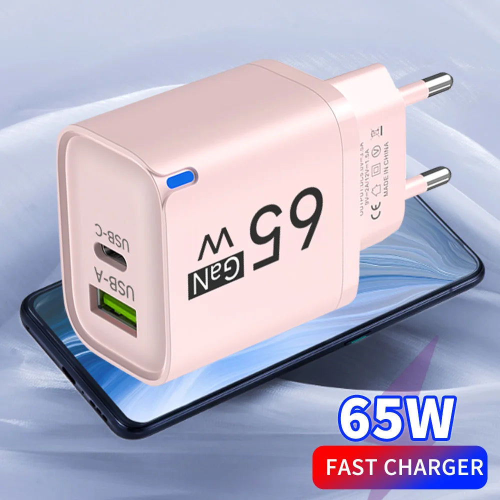 65W GaN Dual Port USB-C Fast Charger | PD & QC 3.0 Peaceful Pleasures Health and Wellness