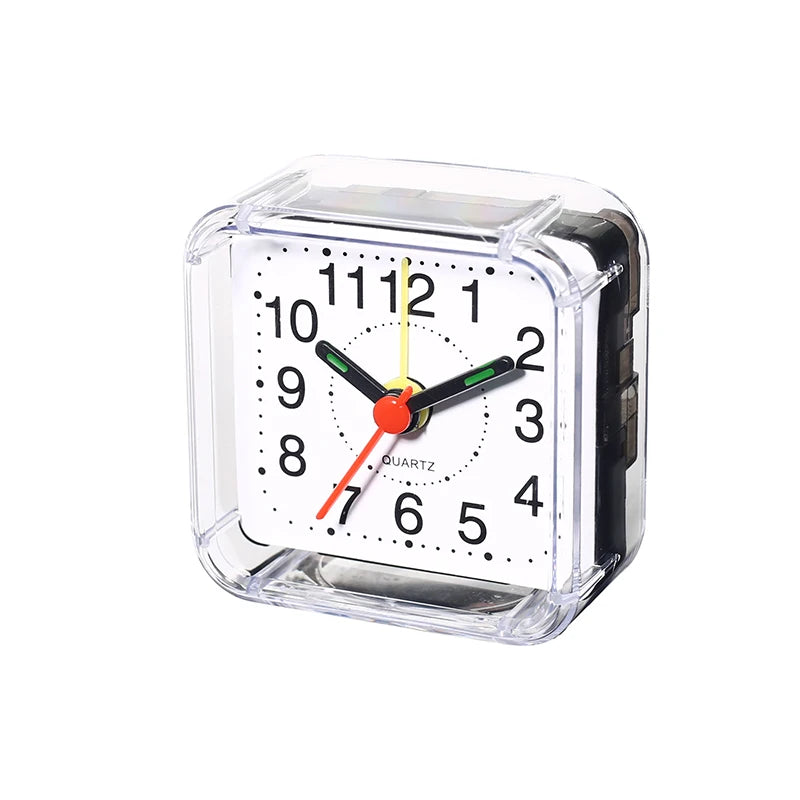 1PC Square Small Alarm Clock Acrylic Frame Quartz Movement Accurate Time Bedside Desk Clock for Bedroom Wake Up Student Clock Peaceful Pleasures Health and Wellness Transparent