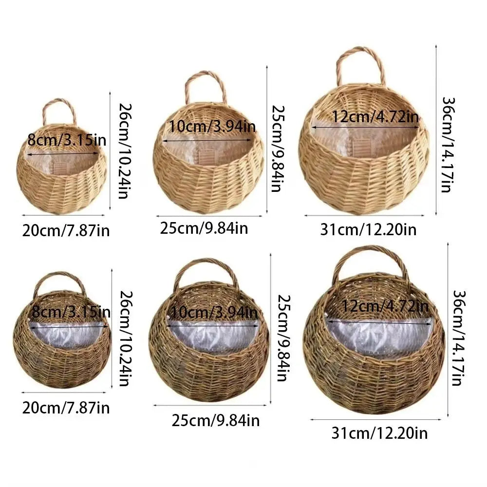 Handmade Wicker Hanging Flower Basket | Wall Planter